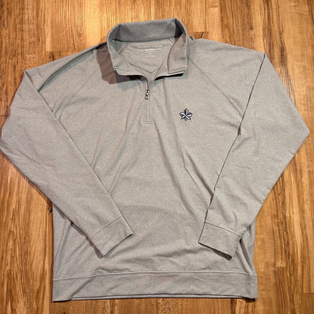 Holderness & Bourne Grey Tailored Fit Dry Luxe Quarterzip Pullover Maple Leaf